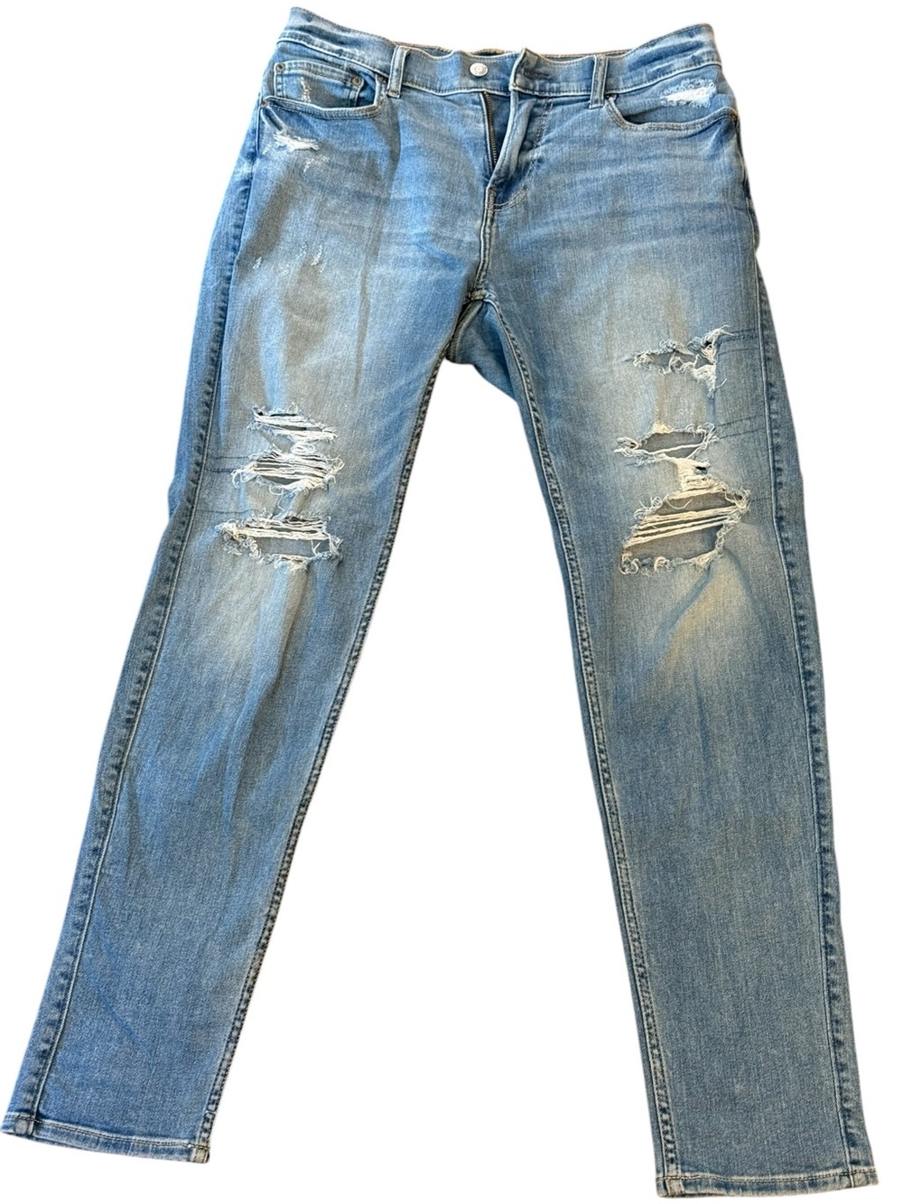 Hollister Athletic Skinny Jeans Mens 30x32 Light Wash Distressed Ripped Denim